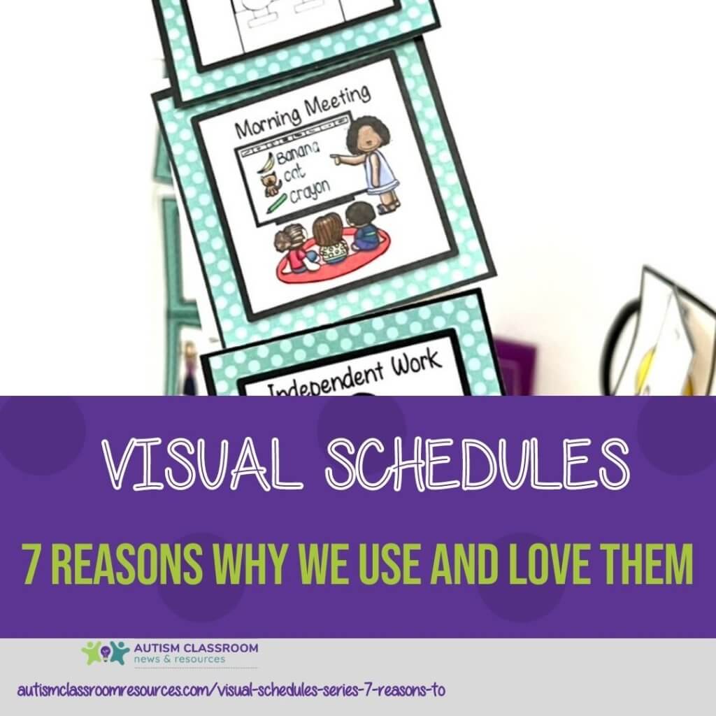 7 Reasons to Use Visual Schedules in Autism: Picture of a single picture schedule on a blurred background.