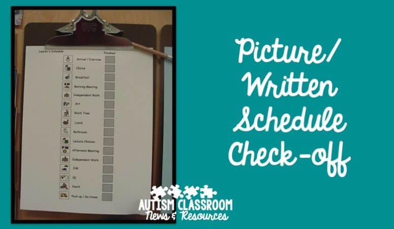 Full-day visual  schedules for autism come in many different forms. See examples of different types used in classes of all ages.