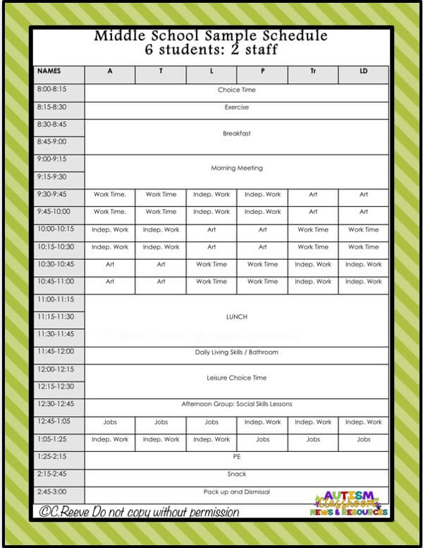 Setting up the schedule in special education can be a bear. Check out this example of an middle school schedule along with why we scheduled it as we did.