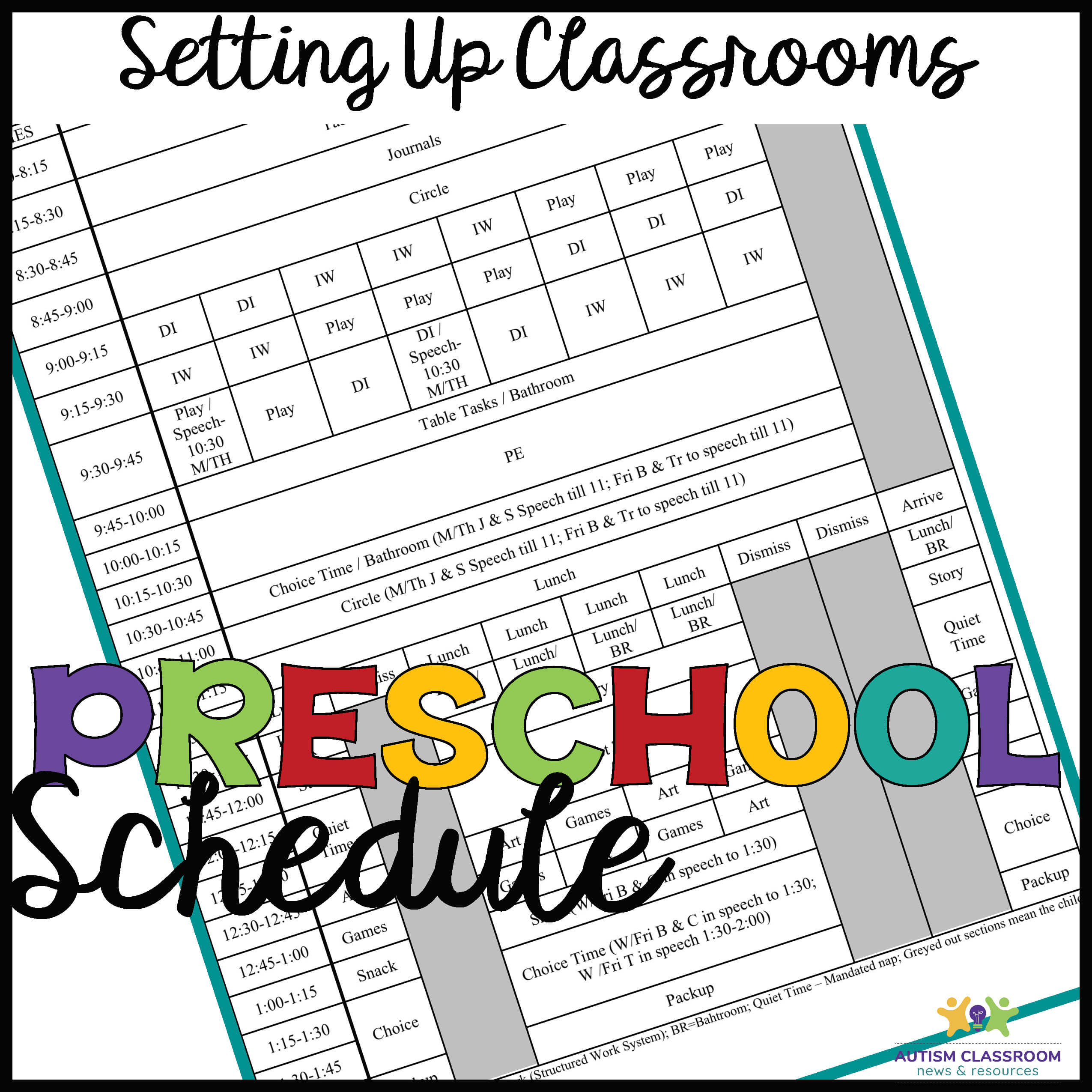 Preschool Classroom Schedule Back to School & Setting up Classrooms for Students with Autism 2