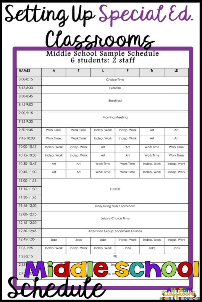 Setting up the schedule in special education can be a bear. Check out this example of an middle school schedule along with why we scheduled it as we did.