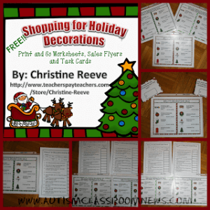 Shopping for Holiday Decorations for Practicing Money Free from Autism Classroom Resources
