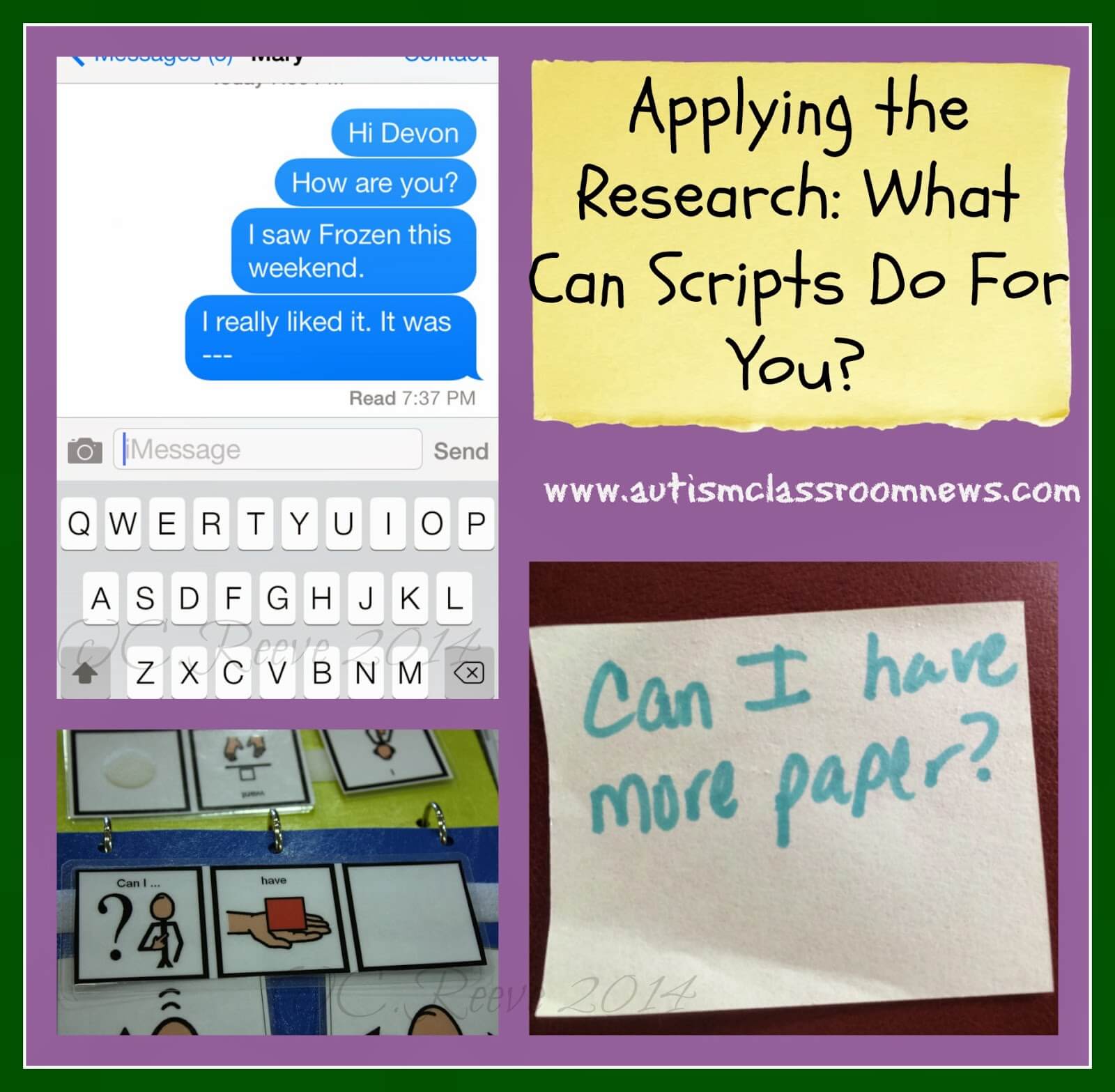 Applying the Research What Can Scripts Do for You? Autism Classroom