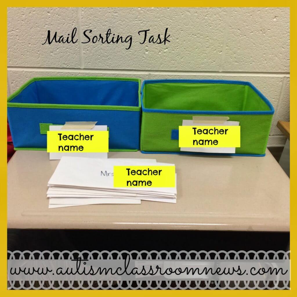 Mail sorting. House sorting task Box. Class sort.