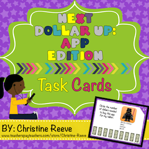 If your special education students are as motivated by technology as mine are, this app store version of next dollar task cards will be perfect. Motivating materials to practice means better maintenance of money skills. Also they are great for independent work systems.