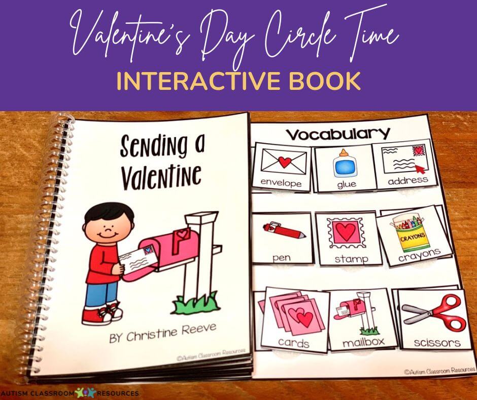 Circle Time Valentines Day Activities for Special Education Interactive Book about how to send a valentine