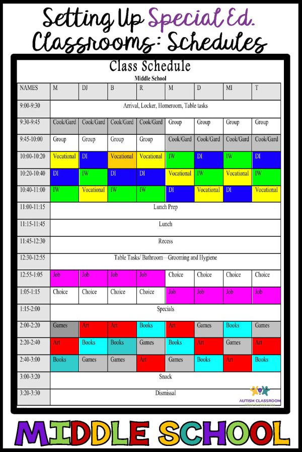 5 Schedule Examples From Special Education Classes With Free Download ...