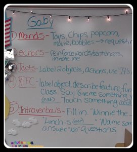 instructional target list on whiteboard Autism Classroom Resources