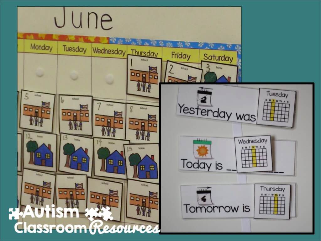 morning meeting calendar with numbers and home-school