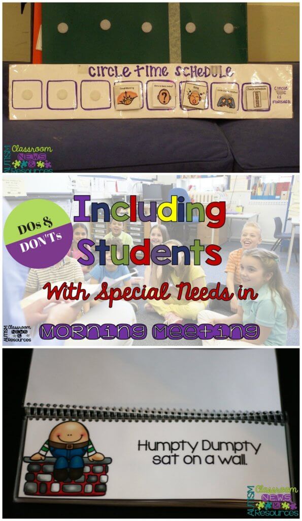 Do's and Don'ts of Including students with special needs in morning meeting from Autism Classroom Resources