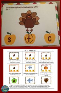 Letters for Fall Task Cards for Early letter practice