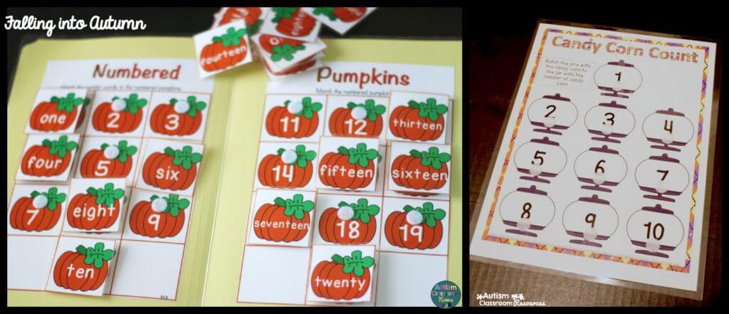 numbered pumpkin and candy corn count with watermarks