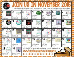 We Teach SPED November Blog Calendar 2015