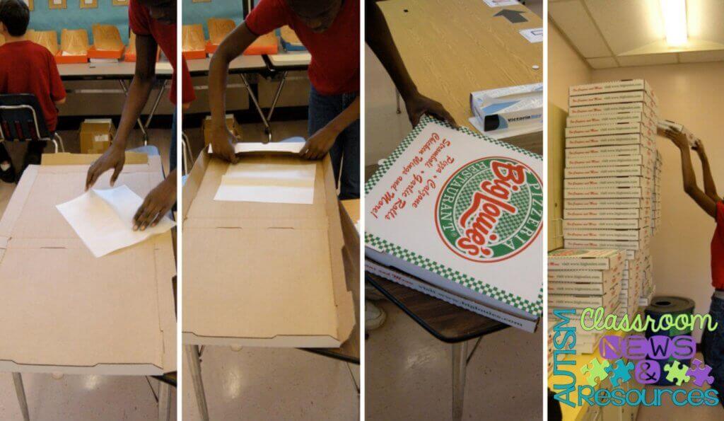 Building Pizza Boxes for Workbasket Wednesday on Autism Classroom Resources