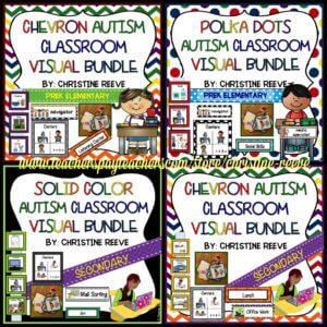 Autism Classroom Visual Schedules in Solid , Chevron and Polka Dots for Primary and Secondary Students