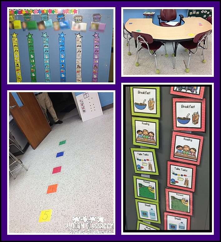 Color code schedules, visuals of where to sit, where to stand as a way to make it easier to find the right materials for students' behavior plans.