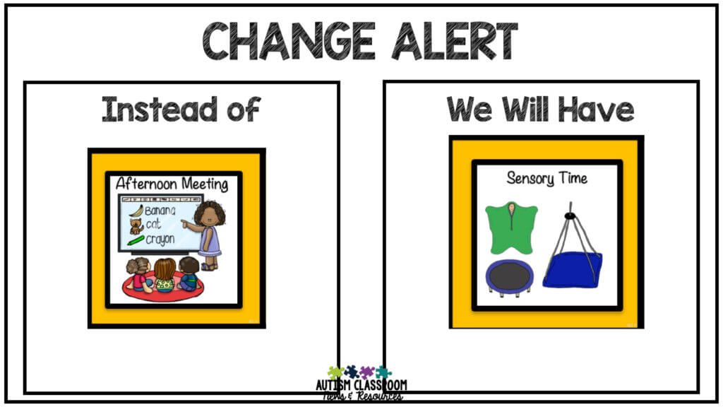 Visual to alert students to changes in the schedule