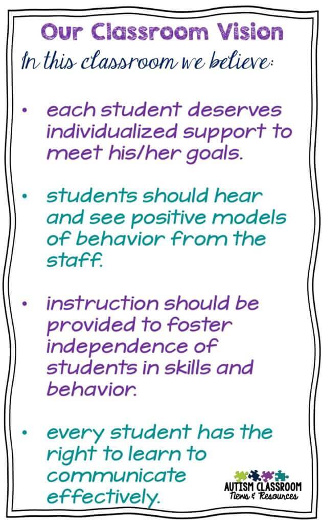 A classroom vision statement