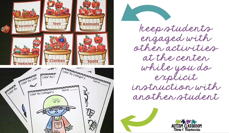 Providing alternative activities for a student to work on at your table while you work with other students helps keep them engaged and learning.