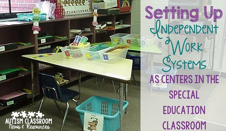 Setting up structured work systems as centers in the special education classroom