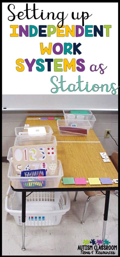 Setting up independent work systems in a special education classroom can be a challenge. This post includes different models and things that work for me. just now