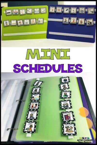 Mini schedules are great for helping students gain independence at smaller tasks throughout the day.