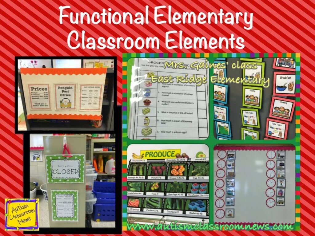 A variety of elements in an elementary classroom with a functional approach including layout, activities and visuals.