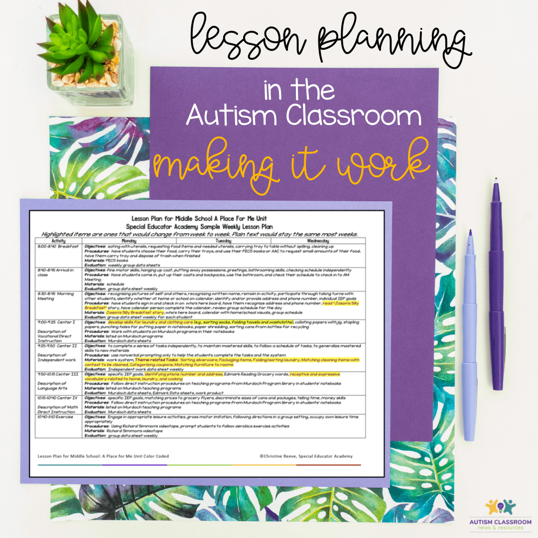Lesson Planning in the Autism Classroom: Making it Work