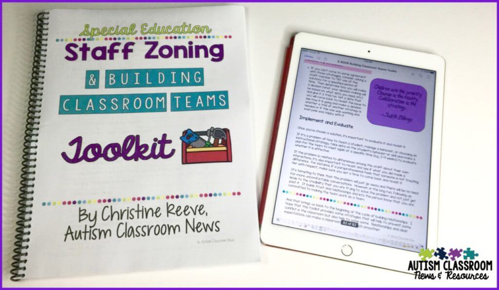 I developed the Building Classroom Teas and Scheduling Staff with Zoning Plans Toolkit to help special education teachers work effectively with the wide variety of people they collaborate with to teach their students. This is a detailed look at what is included with the toolkit as well as some links to previous posts that provide information on the topic of working with staff.