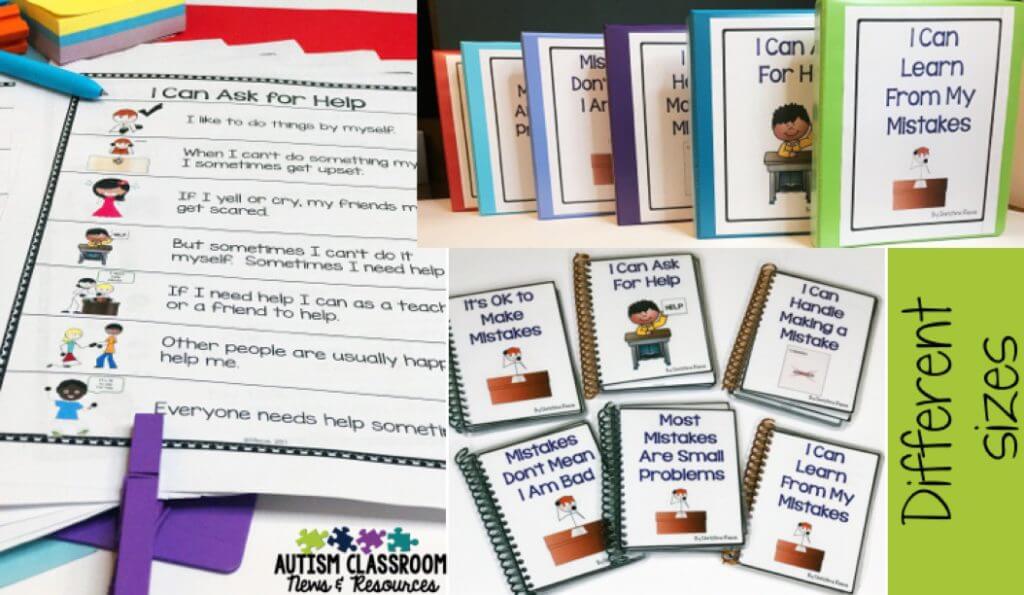 Do you have students with autism who need to learn appropriate coping strategies to avoid overreacting if they make a mistake. Social stories, contingency maps, and size of my problem scales can help students learn better ways to manage their own behavior. This post describes these tools and how they can be used.