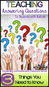 Raised hands and question marks-Teaching students with autism to answer questions