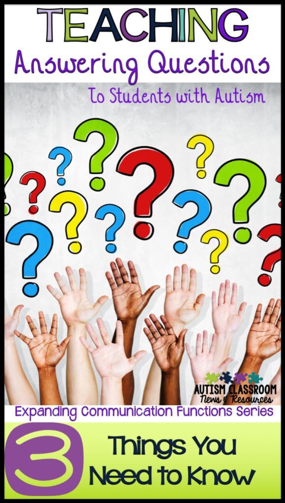 Teaching students to answer questions seems intuitive but for students with autism and other special education needs, it's not as easy as it seems. I'm sharing some of the things I've learned about teaching questions and strategies that might help.
