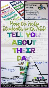 Do you ask your students with autism about their day only to get a blank stare? Or do you get communication but it isn't always accurate? Here are some tips to help teach our students with ASD or other communication difficulties to be able to talk about experiences.