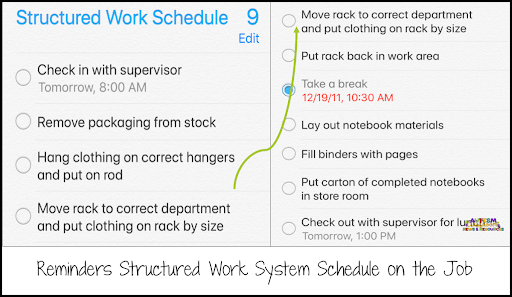structured work system schedule on a job site using reminders on iPhone