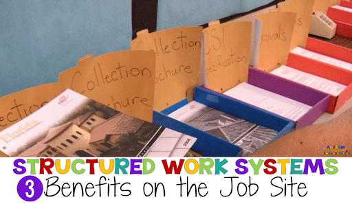 Structured work systems 3 benefits on the job site [picture of brochure collating job]