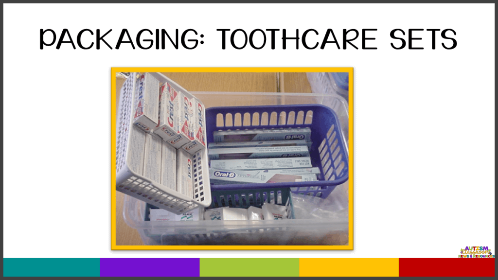 Packaging Independent Work Task: Toothcare Sets