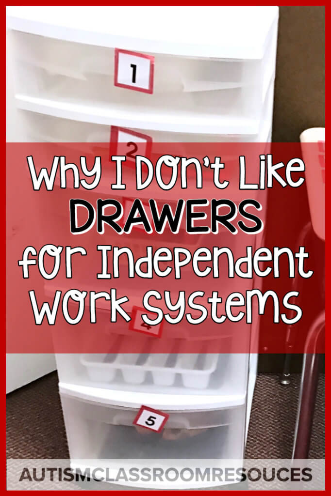 Why I don't Like Drawers for Independent Work Systems. Autism Classroom Resources.