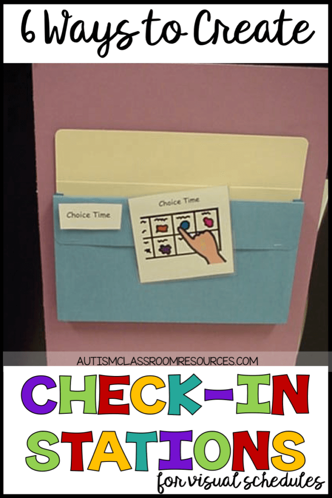 Visual schedule check-in stations are so important in teaching students with autism to use visual schedules. Without them, it just becomes something they have to do at the transition rather than something that can give them information. Find out 6 easy and relatively cheap ways to set them up in your classroom in this post.