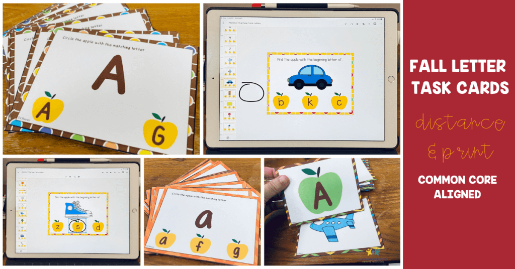 FALL LETTER TASK CARDS. DISTANCE AND PRINT. COMMON CORE ALIGNED