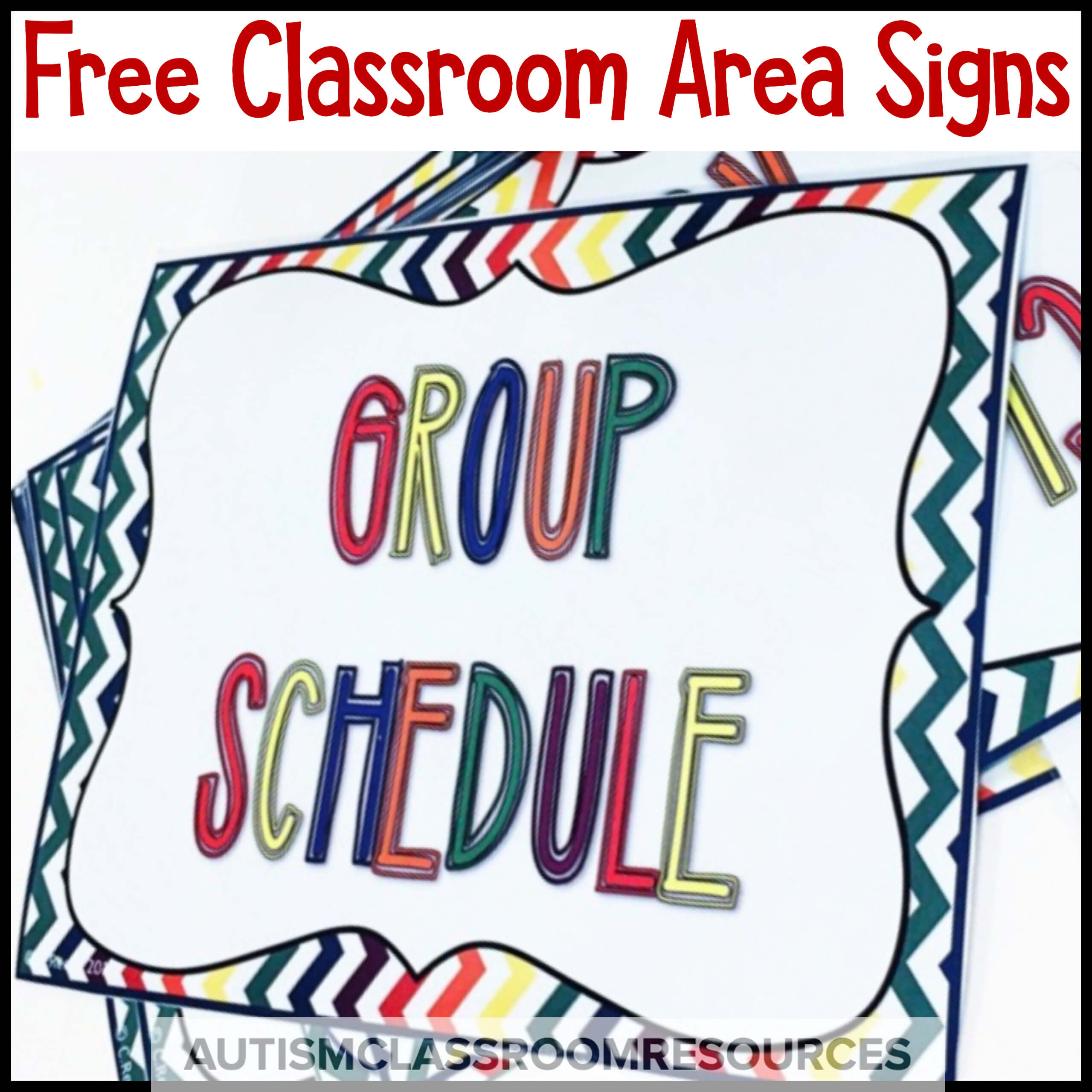 free signs for classroom organization in chevron pattern