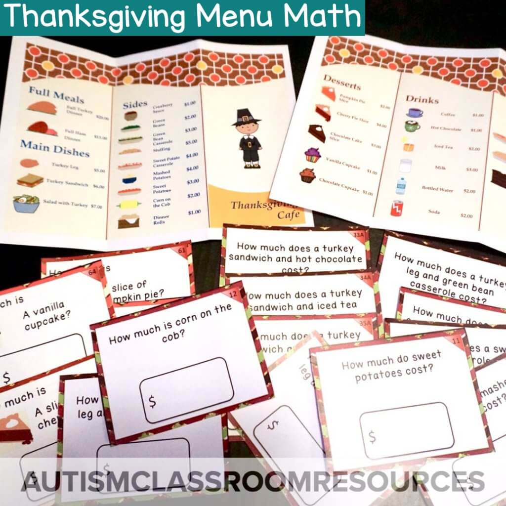 Thanksgiving Menu Math-Thanksgiving Activities