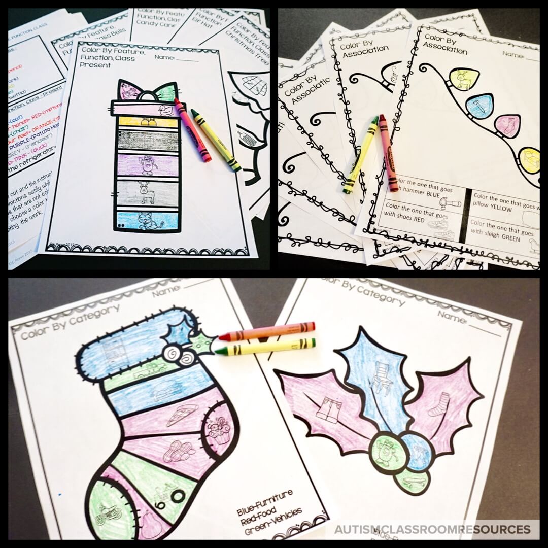 The winter holidays are always a tough time to get our students in special ed engaged. These are great print and go activities for working on receptive language skills like features, function or category (RFFCs). #appliedbehavioranalysis #christmaseducationaltasks