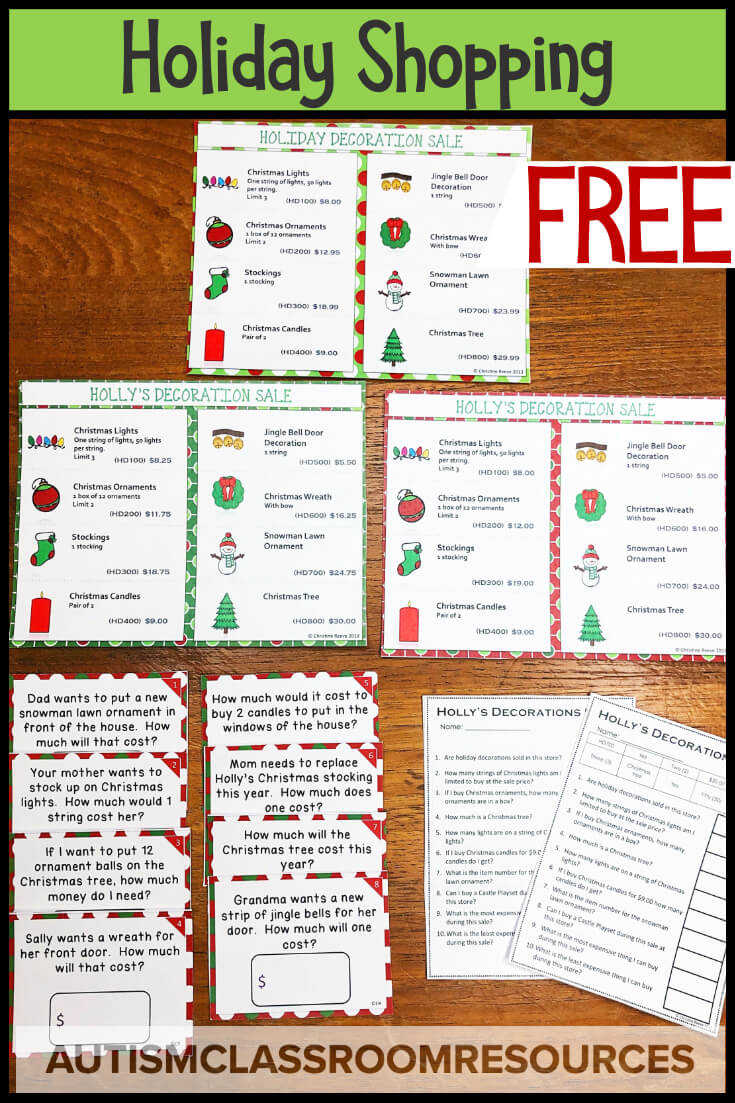 The winter holidays are always a tough time to get our students in special ed engaged. I've rounded up my holiday resources that are perfect for boosting engagement in independent work and in instruction with basic academics, money skills, and language tasks. Click through to check them out. #specialed #christmasresources
