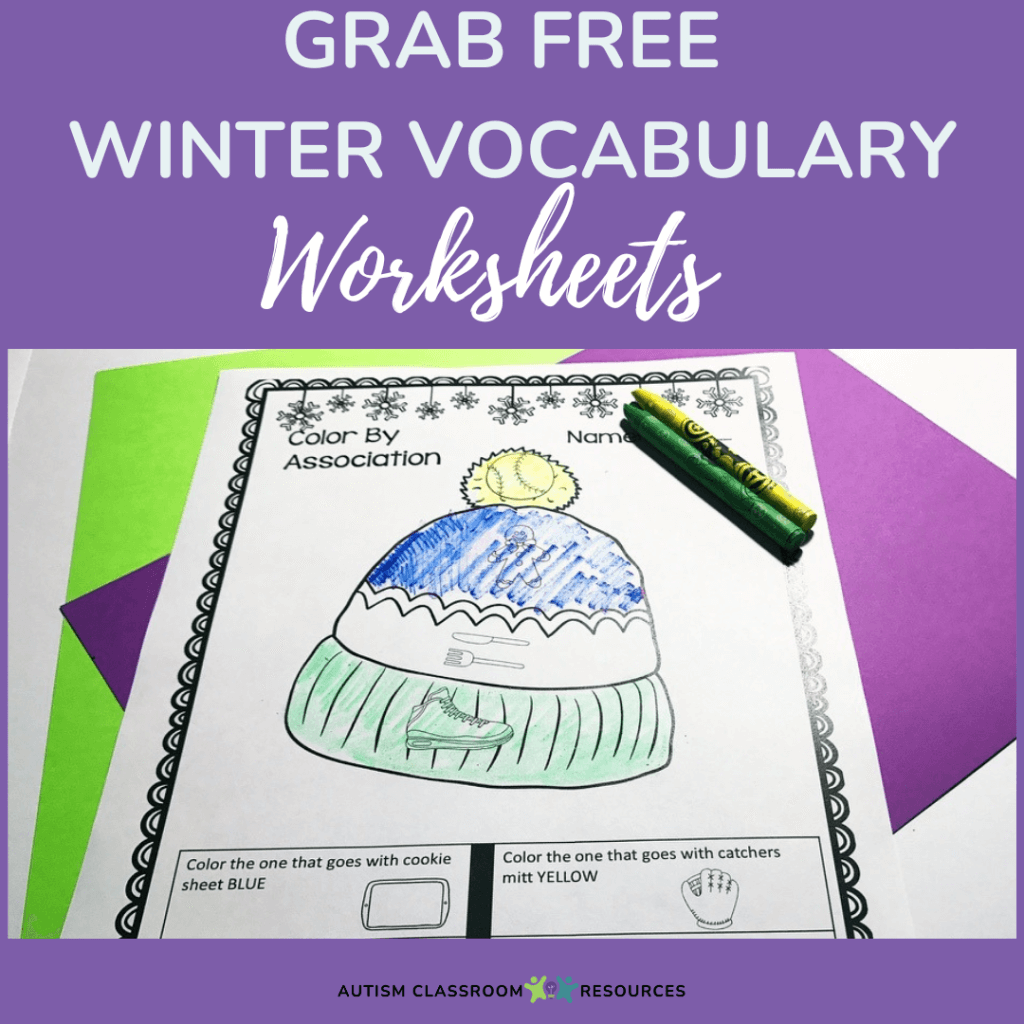 Grab free winter vocabulary worksheets