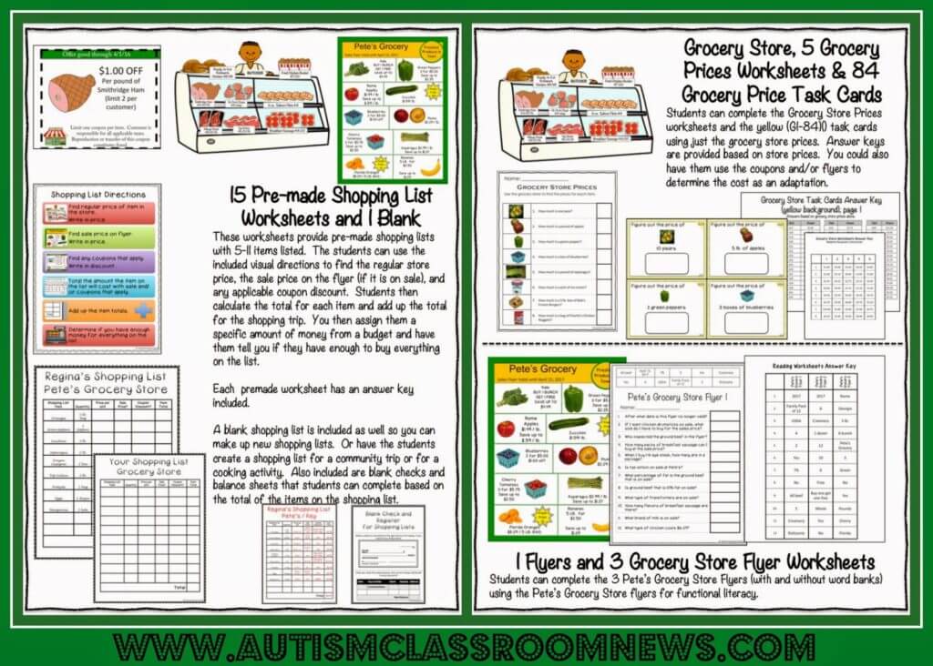 how to teach grocery shopping activities for students in life skills autism classroom resources