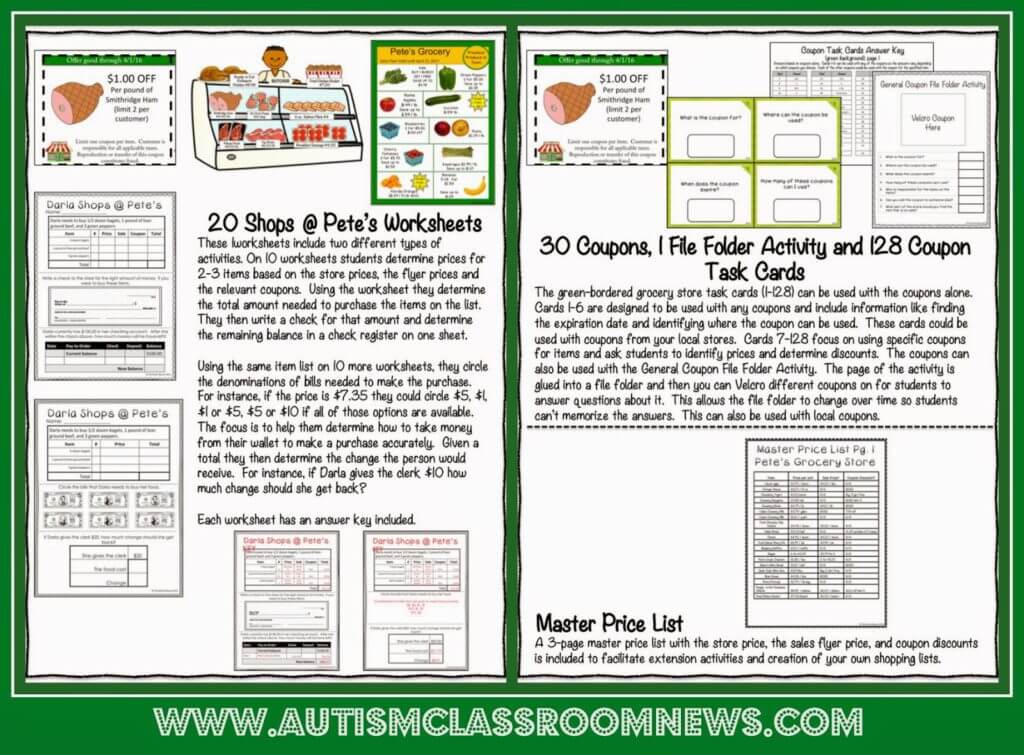 how to teach grocery shopping activities for students in life skills autism classroom resources