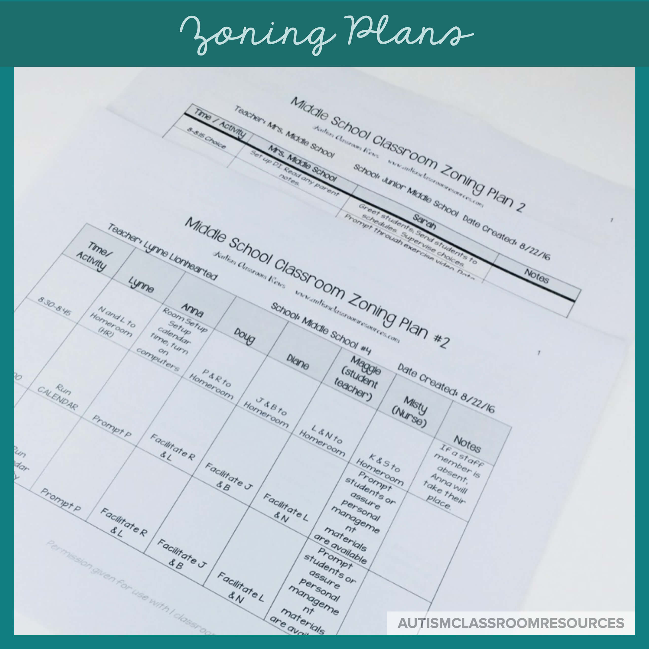 Zoning plans are great tools not only for organizing your special education staff, but they also can reduce your stress.  If you are a special educator, find more tips in this post for reducing your stress levels in the classroom.