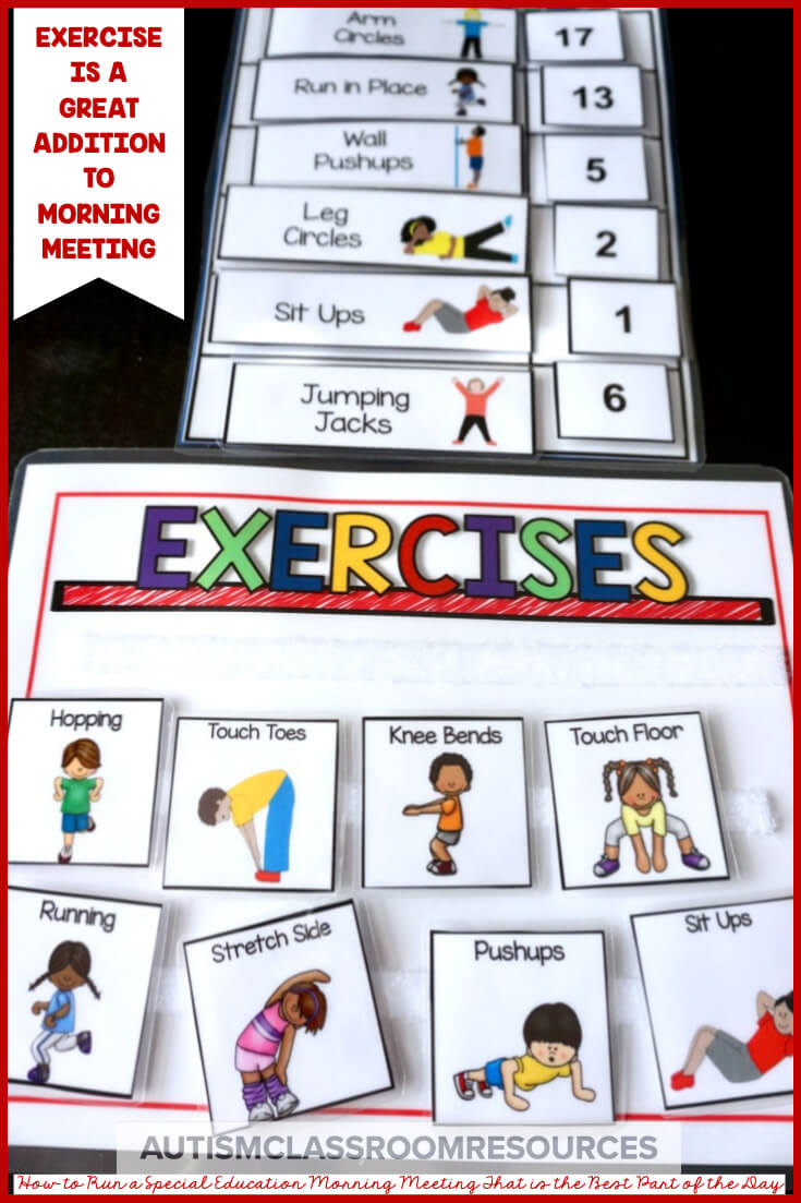 Exercise makes a great addition to morning meeting.  Wondering how to create productive and FUN morning meetings in your classroom? Then you will love this post to help you!