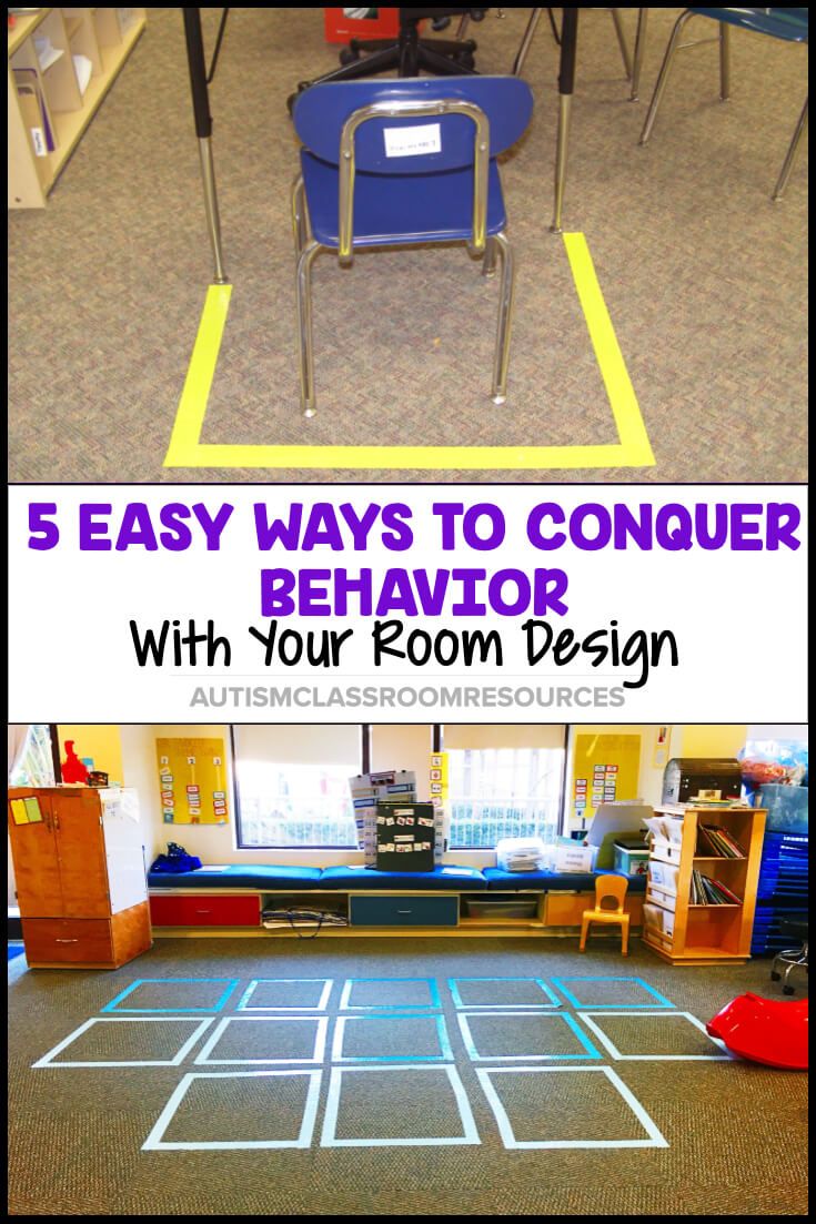 What if addressing challenging behavior in your classroom could be as simple as making changes to your room design? Here are some simple tricks that can help you prevent or address behaviors with their warning signs and solutions. #roomdesign #specialeducation