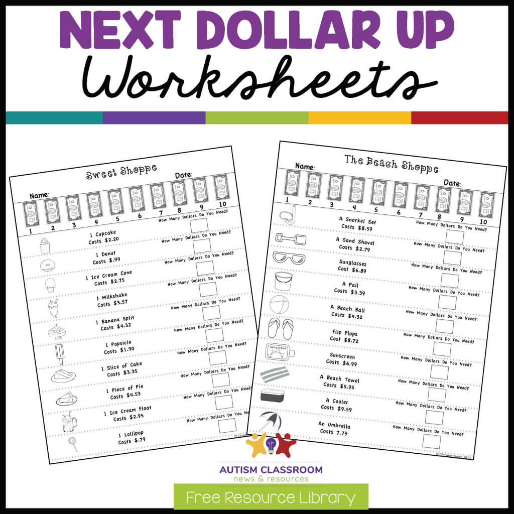Next Dollar Up worksheets free